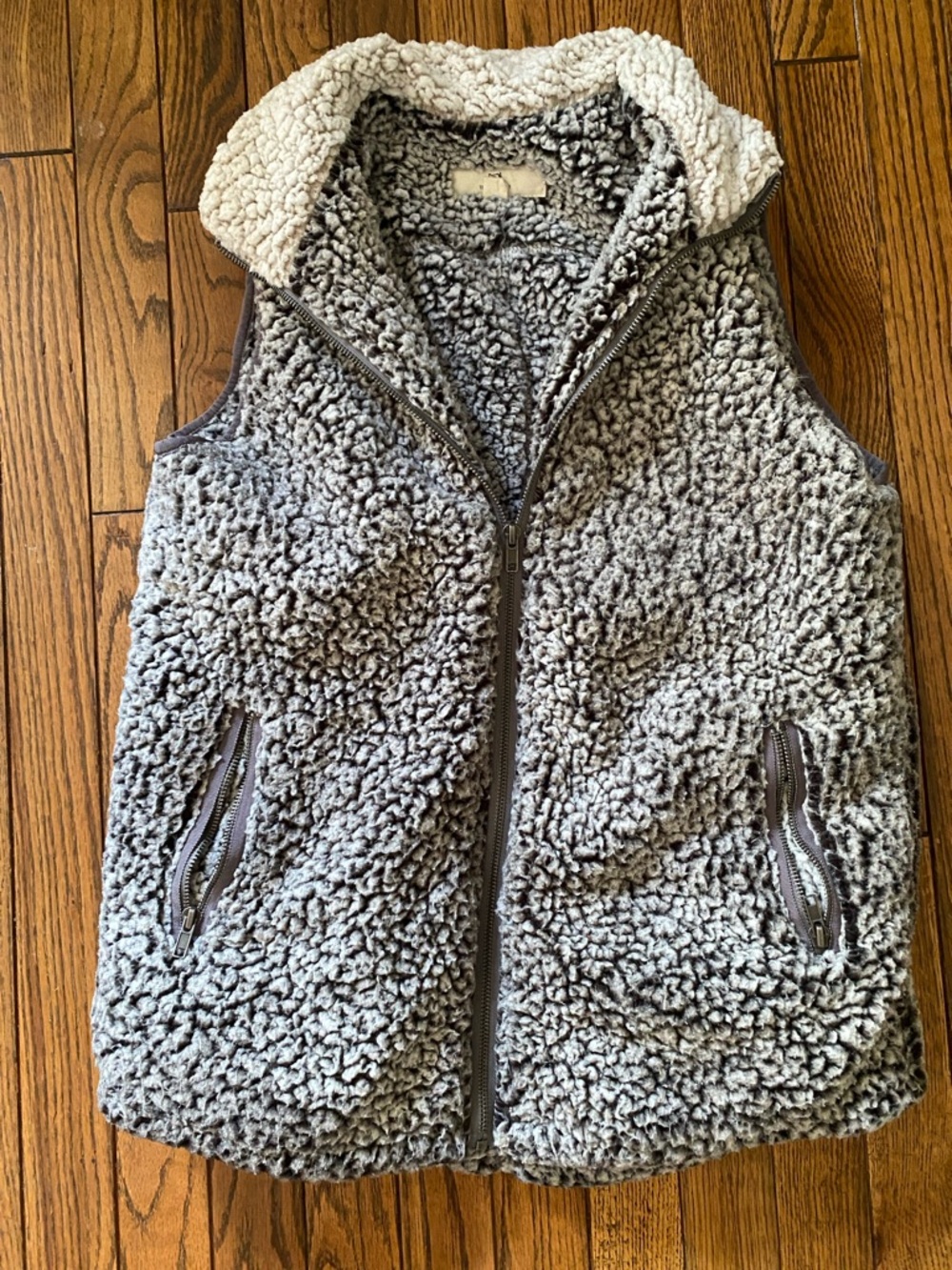 Thread & Supply Gray Sherpa Vest with Hood